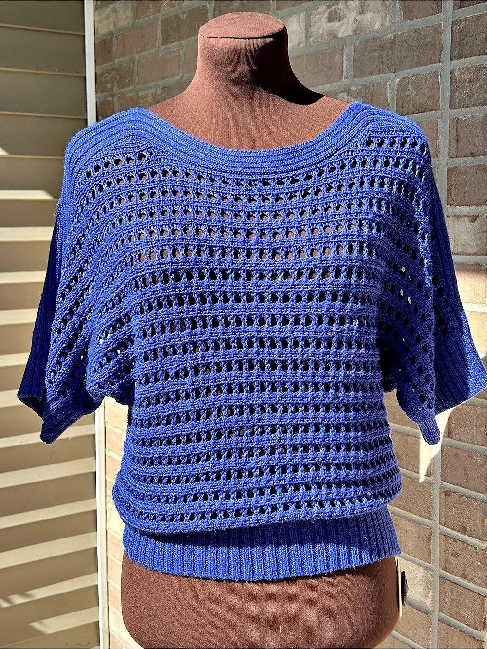CHICOS s1 Open-Knit Sweater-cotton/rayon-Looks NEW
